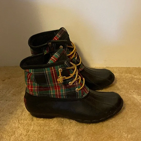 Sperry x J. Crew Duck Boots Plaid Tartan Size 9 - Picture 2 of 9